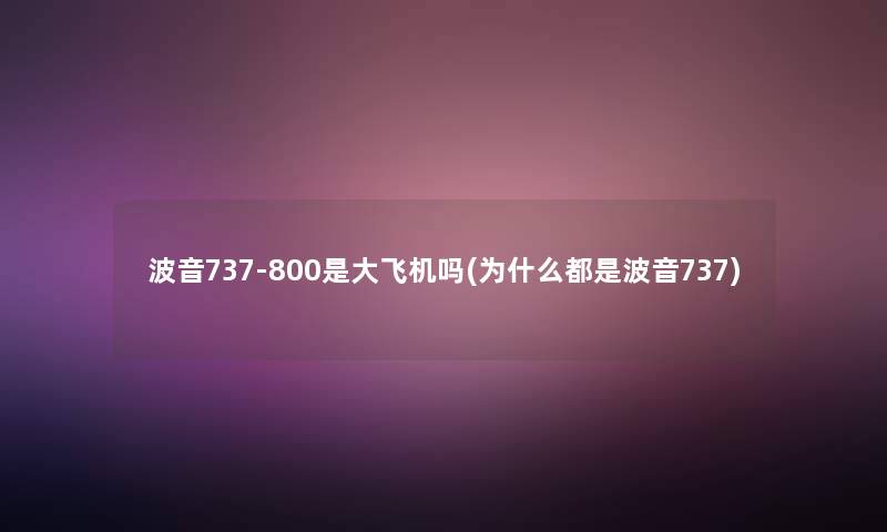 波音737-800是大飞机吗(为什么都是波音737)
