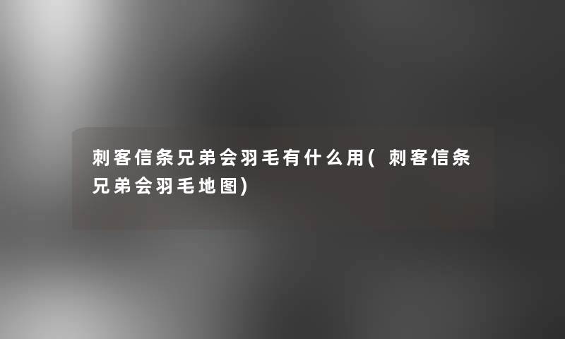 刺客信条兄弟会羽毛有什么用(刺客信条兄弟会羽毛地图)