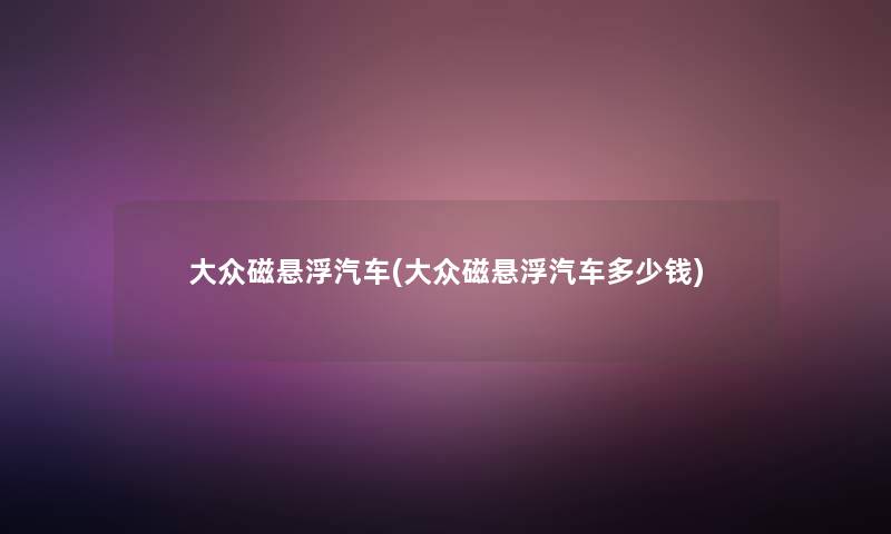 大众磁悬浮汽车(大众磁悬浮汽车多少钱)