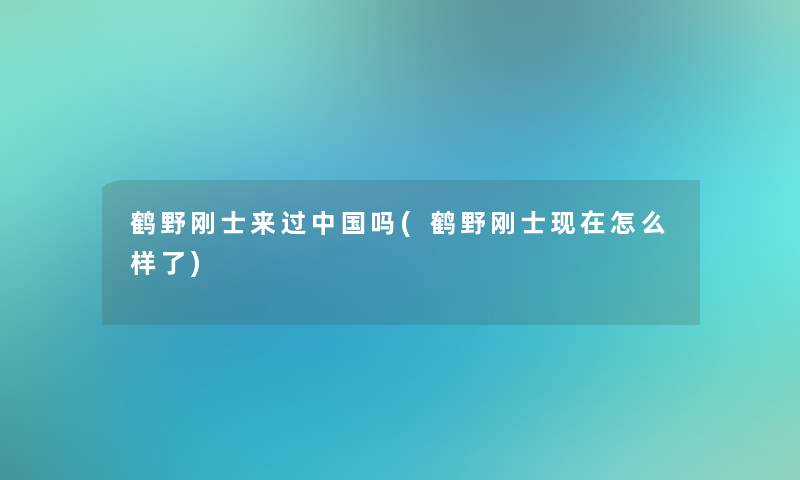 鹤野刚士来过中国吗(鹤野刚士现在怎么样了)