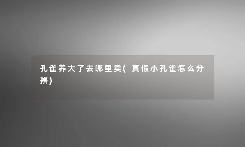 孔雀养大了去哪里卖(真假小孔雀怎么分辨)