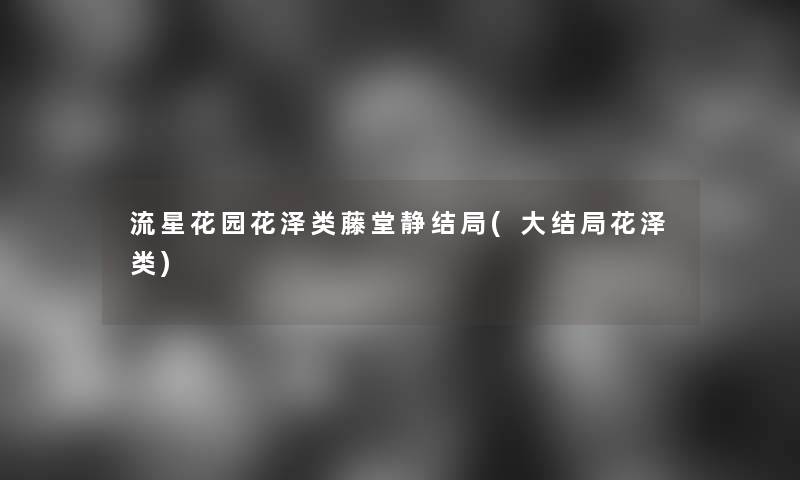流星花园花泽类藤堂静结局(大结局花泽类)