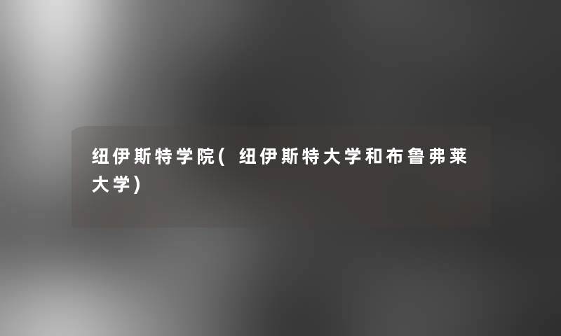 纽伊斯特学院(纽伊斯特大学和布鲁弗莱大学)