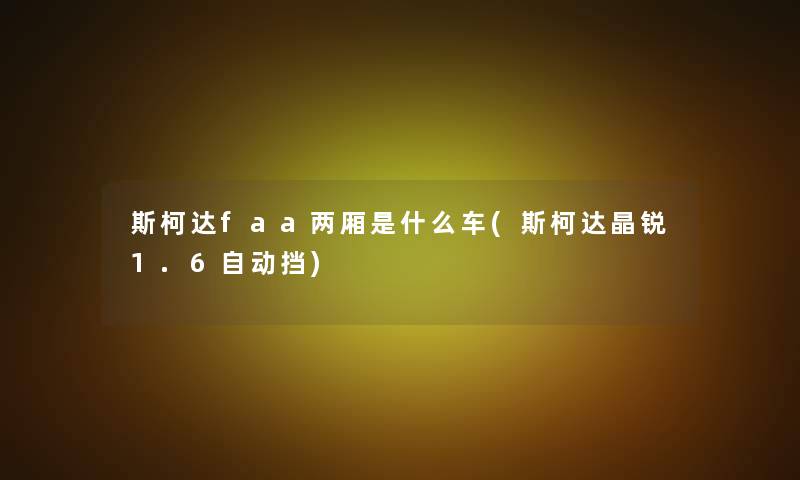 斯柯达faa两厢是什么车(斯柯达晶锐1.6自动挡)