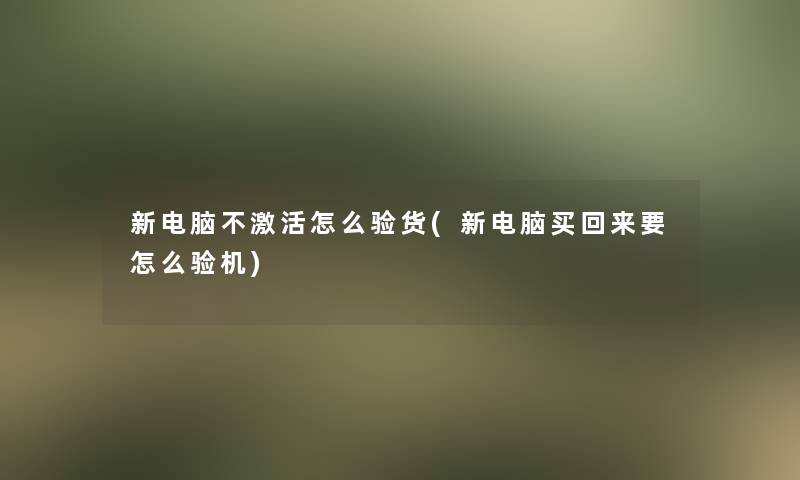 新电脑不激活怎么验货(新电脑买回来要怎么验机)