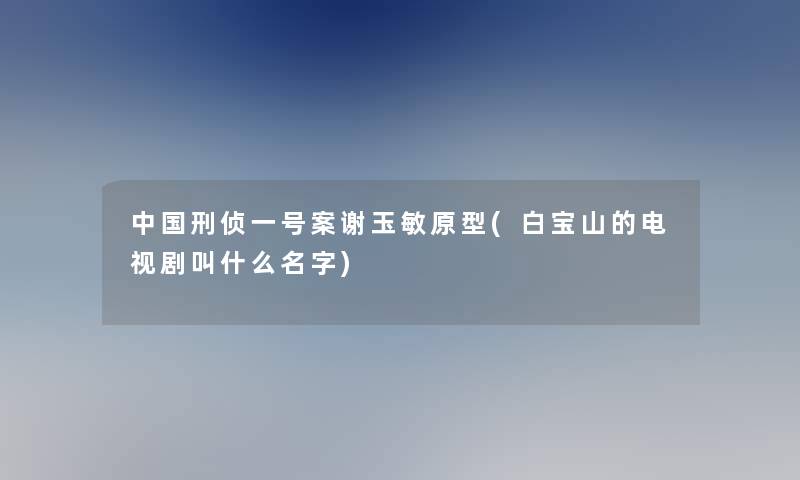 中国刑侦一号案谢玉敏原型(白宝山的电视剧叫什么名字)