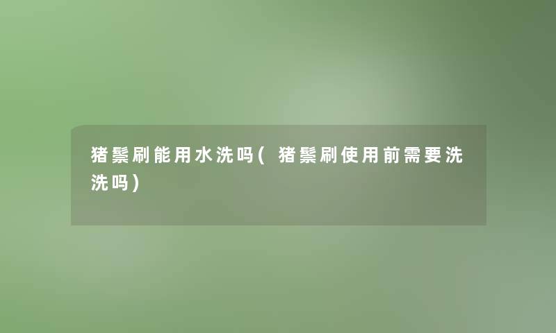 猪鬃刷能用水洗吗(猪鬃刷使用前需要洗洗吗)