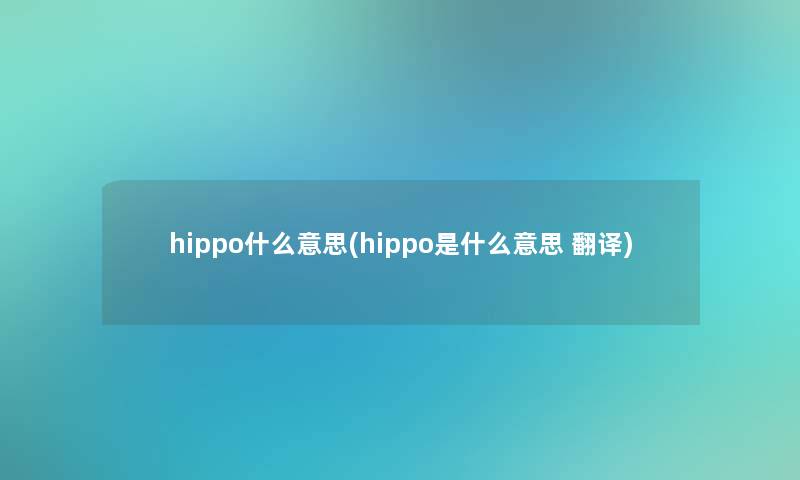 hippo什么意思(hippo是什么意思 翻译)