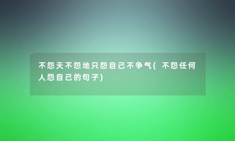 不怨天不怨地只怨自己不争气(不怨任何人怨自己的句子)