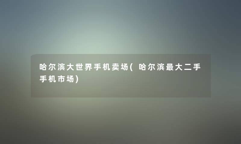 哈尔滨大世界手机卖场(哈尔滨大二手手机市场)