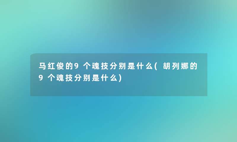 马红俊的9个魂技分别是什么(胡列娜的9个魂技分别是什么)