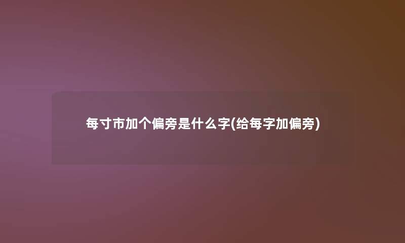 每寸市加个偏旁是什么字(给每字加偏旁)
