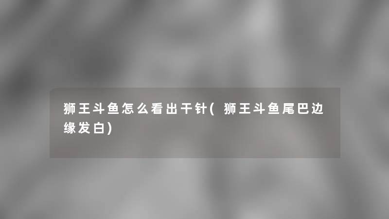 狮王斗鱼怎么看出干针(狮王斗鱼尾巴边缘发白)