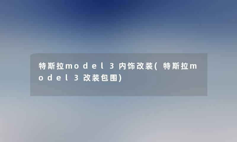 特斯拉model3内饰改装(特斯拉model3改装包围)