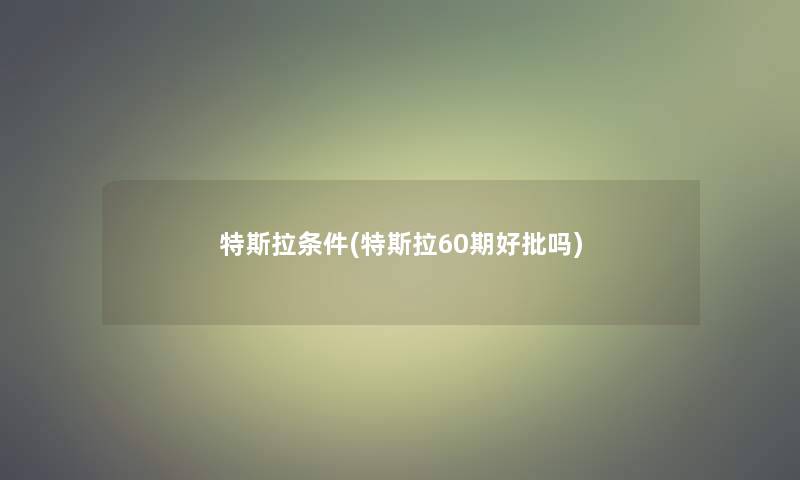 特斯拉条件(特斯拉60期好批吗)