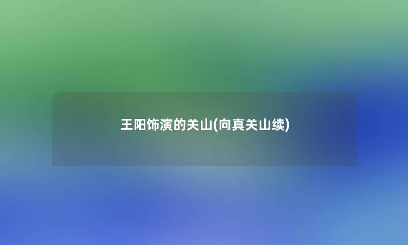 王阳饰演的关山(向真关山续)