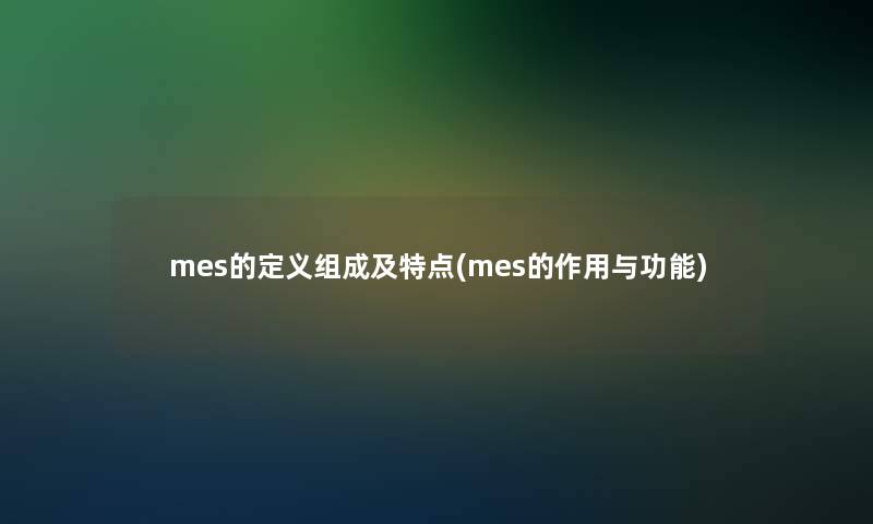 mes的定义组成及特点(mes的作用与功能)