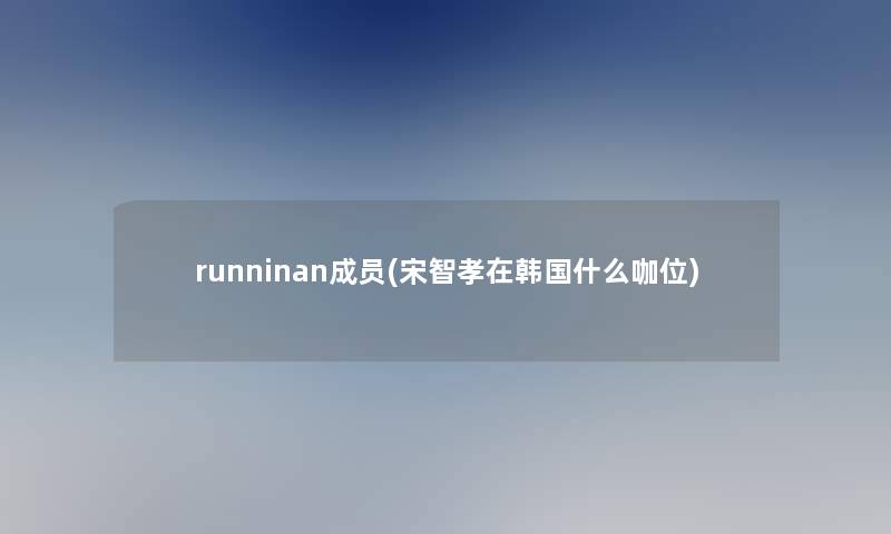 runninan成员(宋智孝在韩国什么咖位)