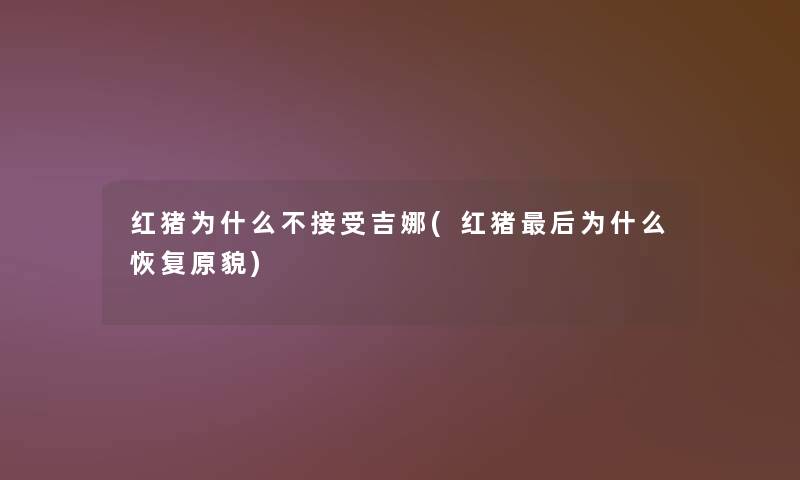 红猪为什么不接受吉娜(红猪后为什么恢复原貌)