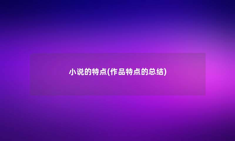 小说的特点(作品特点的总结)