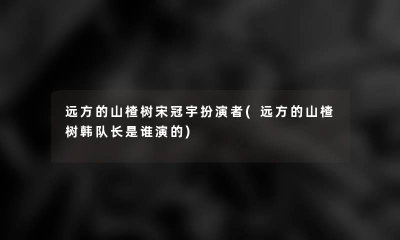 远方的山楂树宋冠宇扮演者(远方的山楂树韩队长是谁演的)