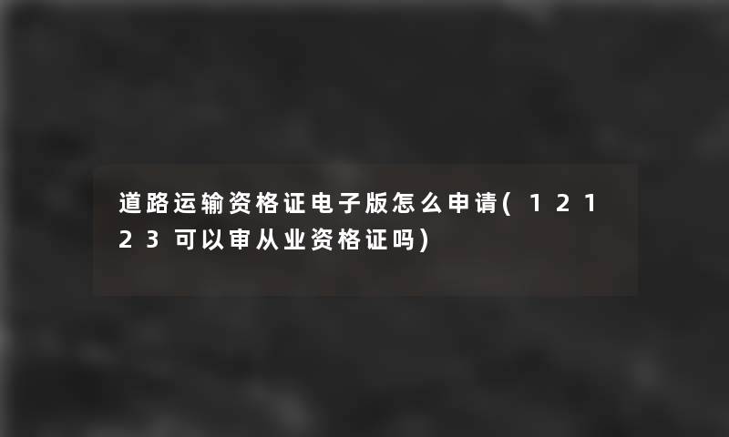道路运输资格证电子版怎么申请(12123可以审从业资格证吗)