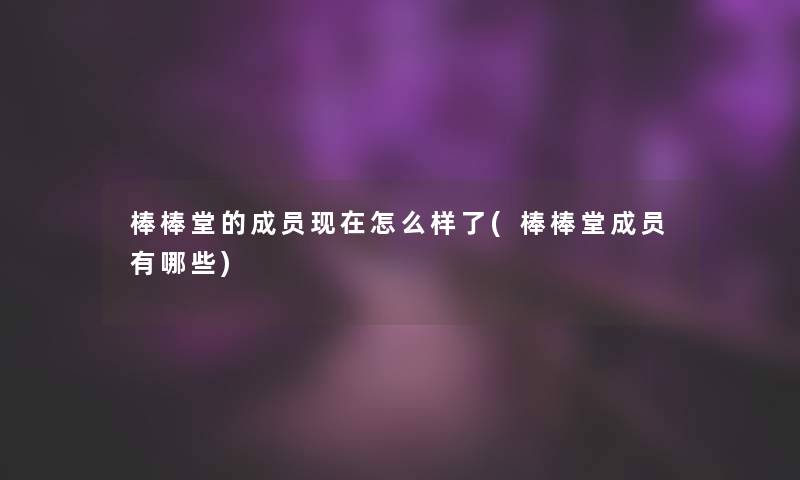 棒棒堂的成员现在怎么样了(棒棒堂成员有哪些)