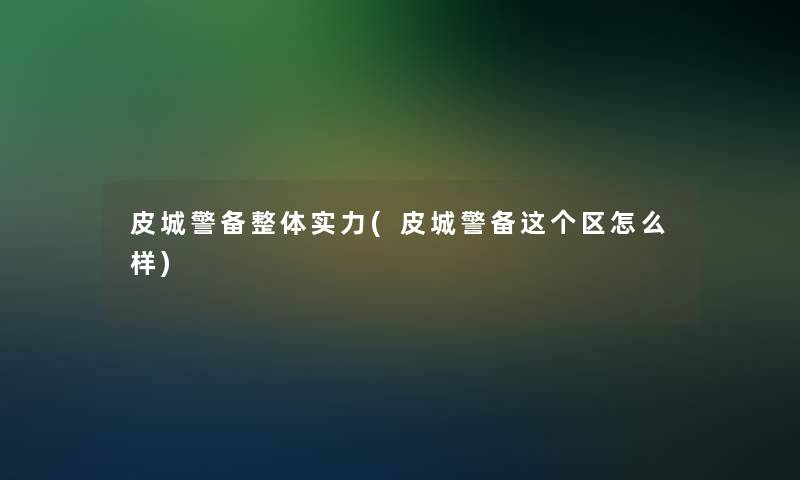 皮城警备整体实力(皮城警备这个区怎么样)