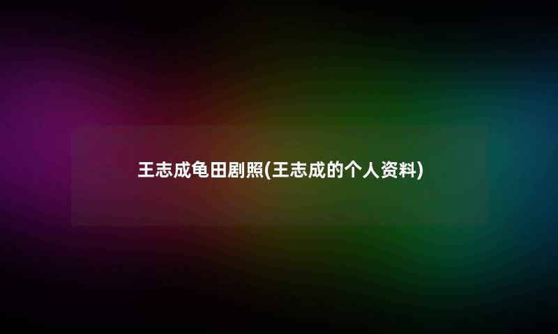 王志成龟田剧照(王志成的个人资料)
