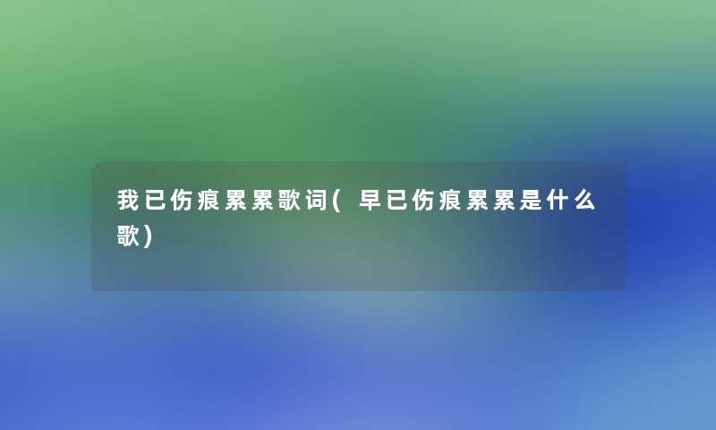 我已伤痕累累歌词(早已伤痕累累是什么歌)