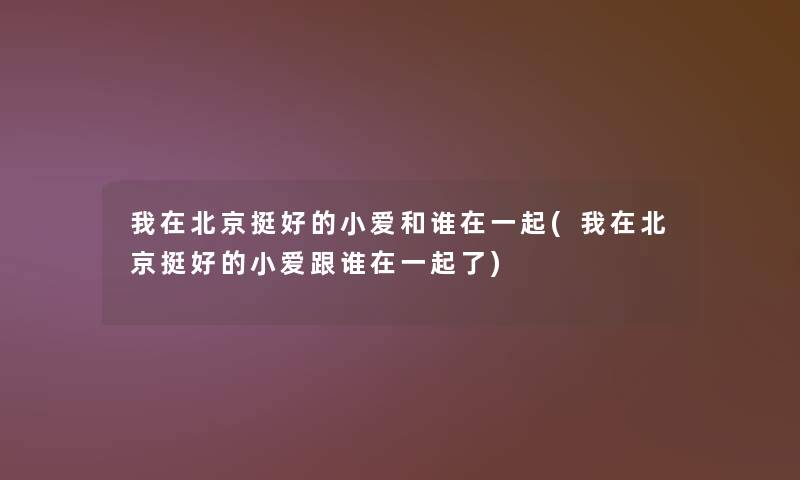 我在北京挺好的小爱和谁在一起(我在北京挺好的小爱跟谁在一起了)