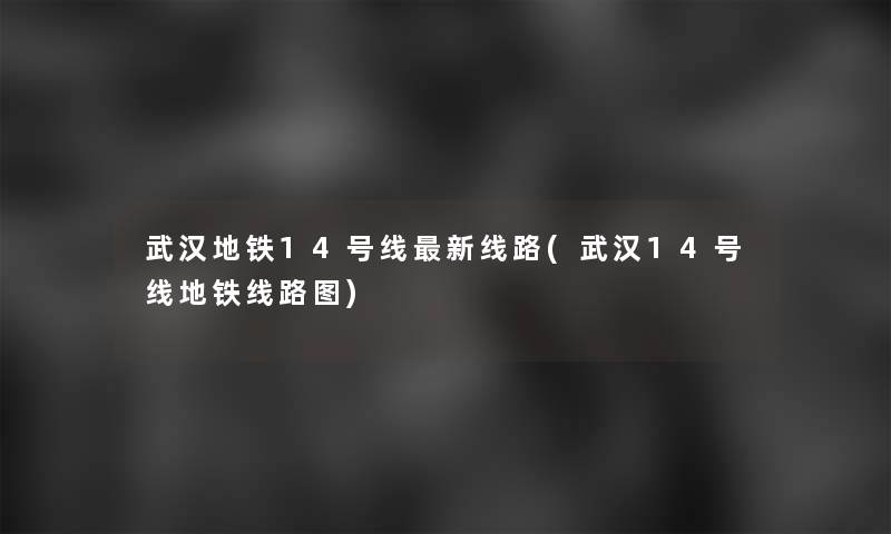 武汉地铁14号线新线路(武汉14号线地铁线路图)
