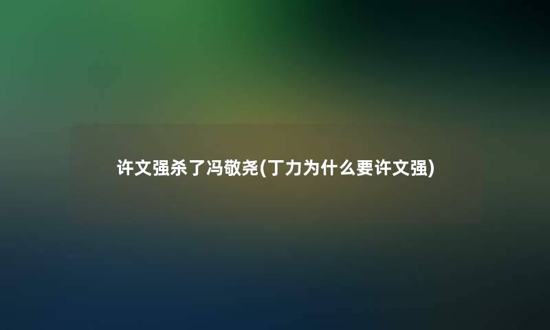 许文强杀了冯敬尧(丁力为什么要许文强)