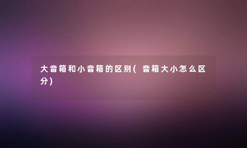 大音箱和小音箱的区别(音箱大小怎么区分)