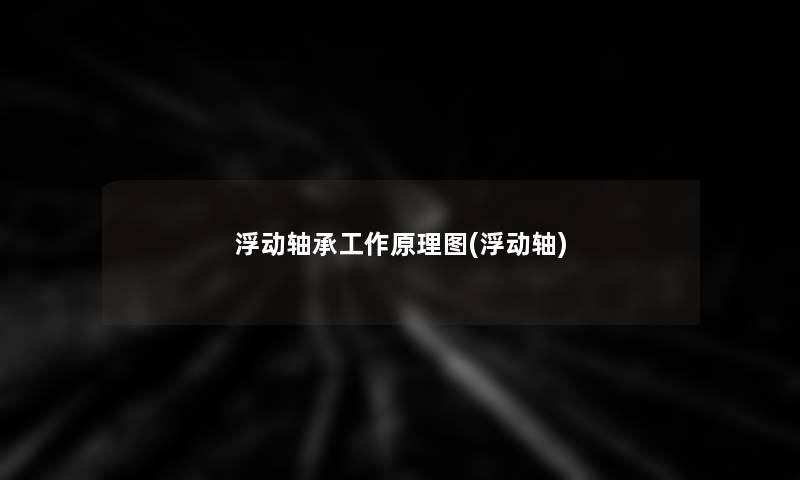 浮动轴承工作原理图(浮动轴)