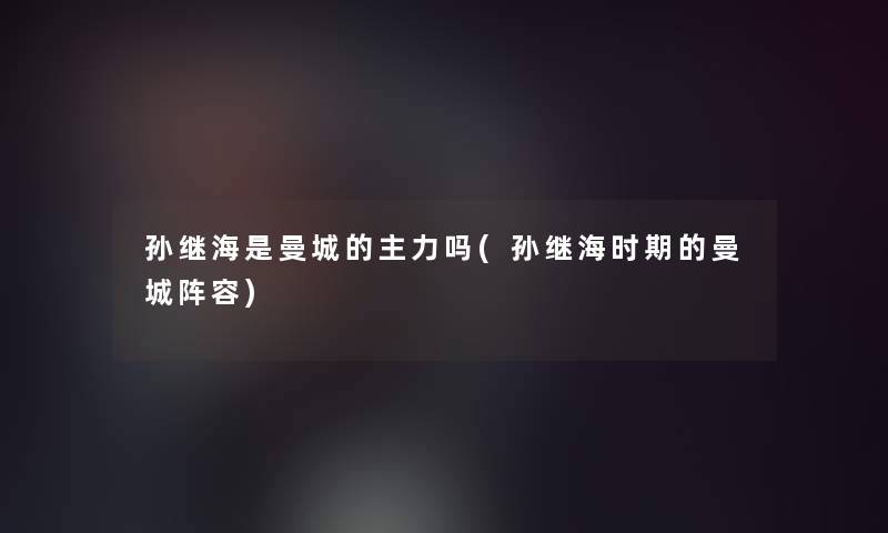 孙继海是曼城的主力吗(孙继海时期的曼城阵容)