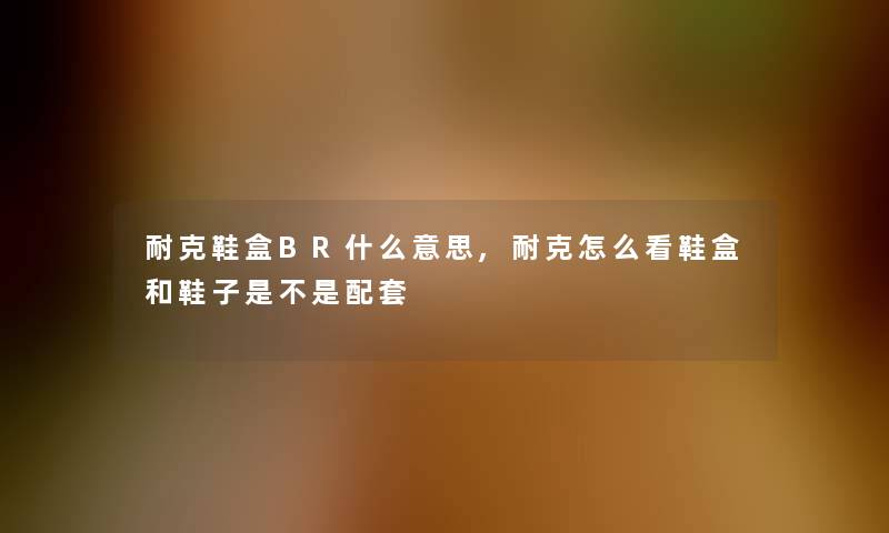 耐克鞋盒BR什么意思,耐克怎么看鞋盒和鞋子是不是配套